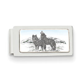 Barlow Designs Color Wolves Hinged Money Clip
