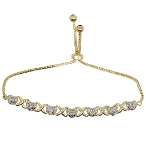 Accents Gold Plated Diamond Accent X & Heart Bracelet - image 