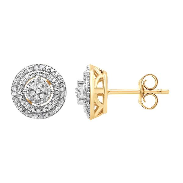 Diamond Classics&#40;tm&#41; Gold Plated Diamond Stud Earrings - image 