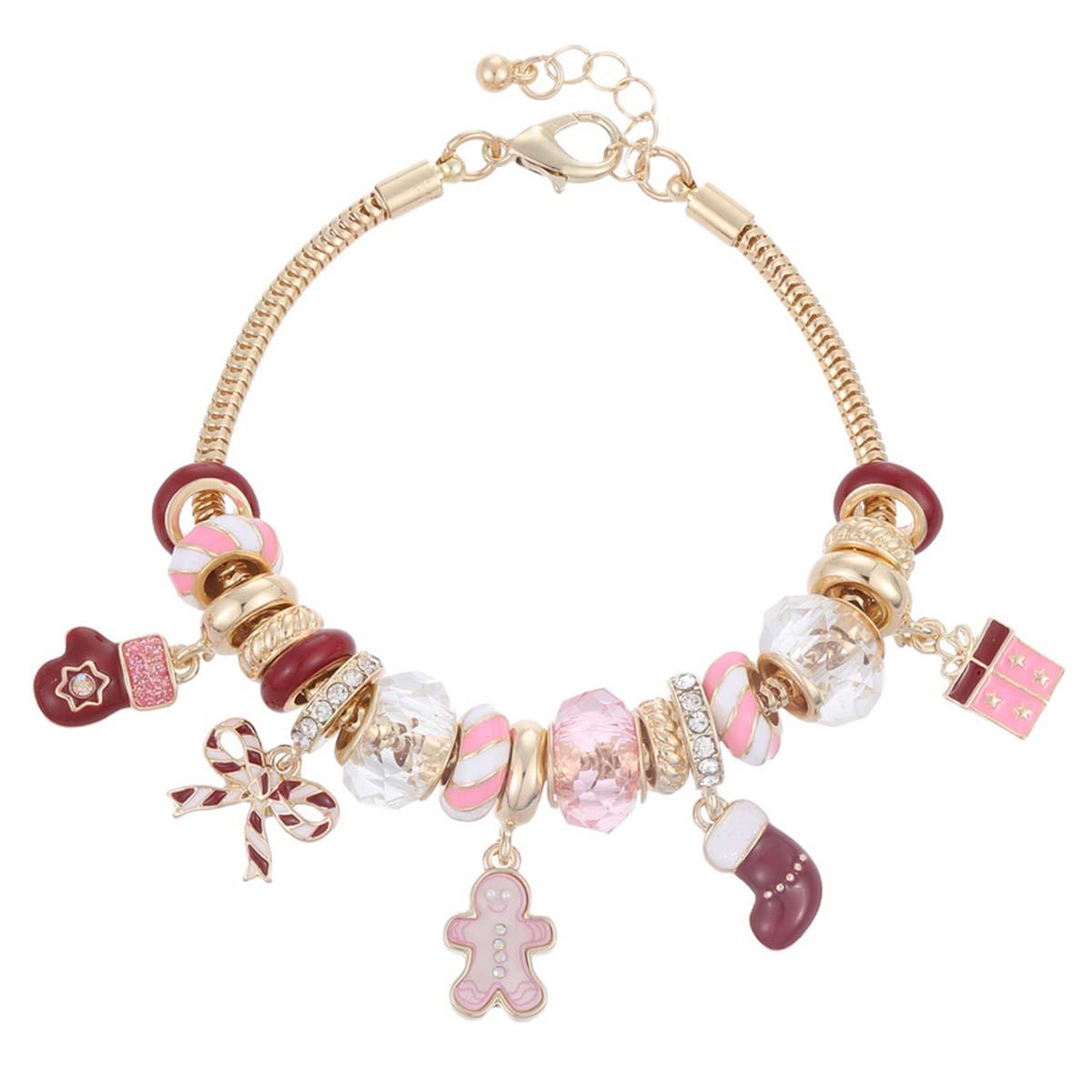 Gold Snake Chain Bracelet with Holiday Inspired Charms