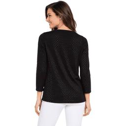 Petite Kasper Long Sleeve Ruched Front Dot Blouse