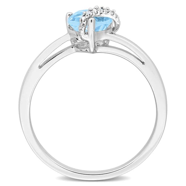 Sterling Silver Sky Blue Topaz & Diamond Accent Heart Ring