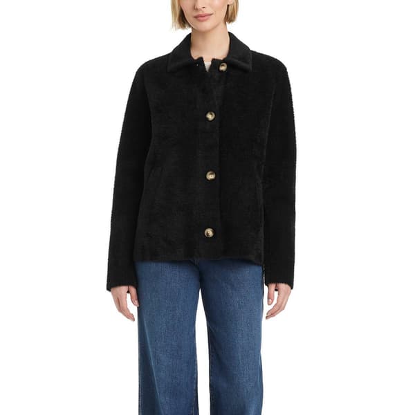 Womens Vince Camuto Single Breasted Short Stretch Knit Coat