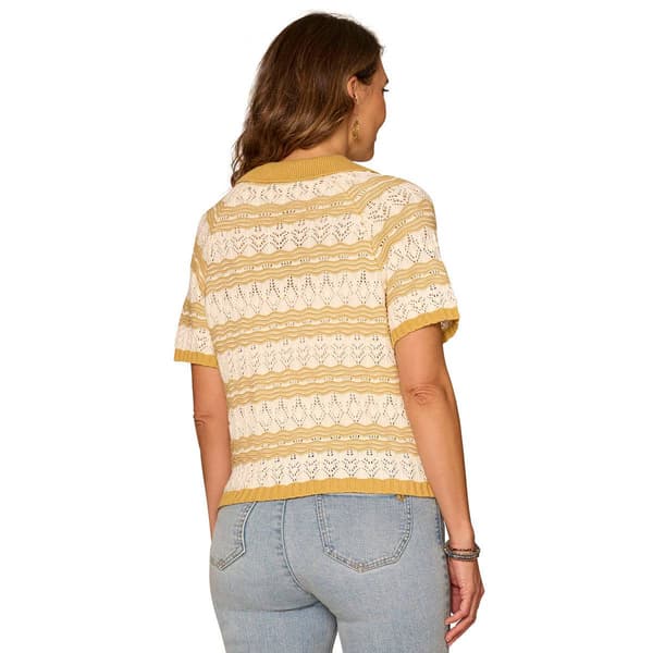 Petite Democracy S/S Novelty Stitch Stripe Cllr Plckt Swt