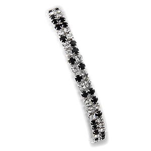 Rosa Rhinestones 2-Row Jet Stretch Bracelet