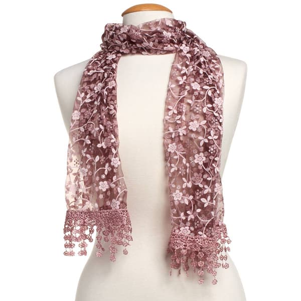Womens Renshun Floral Flocked Oblong Scarf