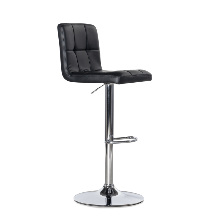 Linon Home Decor Brandt Black Faux Leather Adjustable Barstool