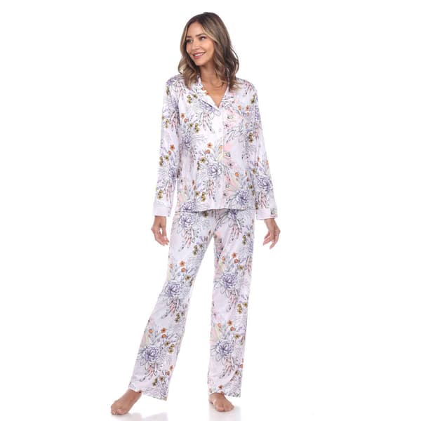 Womens White Mark 2pc. Long Sleeve Floral Pajama Set
