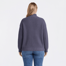 Plus Size Architect® Long Sleeve Mock Neck Shaker Stitch Sweater
