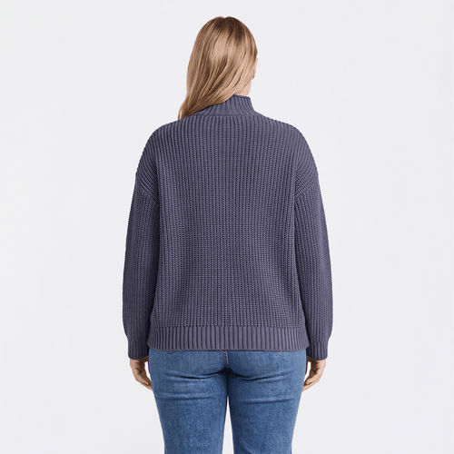 Plus Size Architect® Long Sleeve Mock Neck Shaker Stitch Sweater