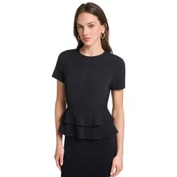 Womens Calvin Klein Short Sleeve Double Peplum Sheath Dress