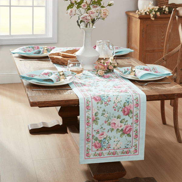 Threadmade Vintage Floral Garden Table Runner