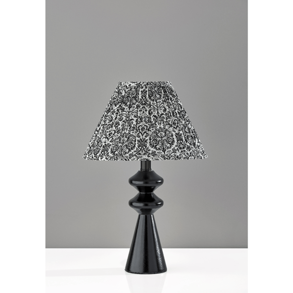 Adesso Dahlia Table Lamp with Pleated Navy/White Fabric Shade