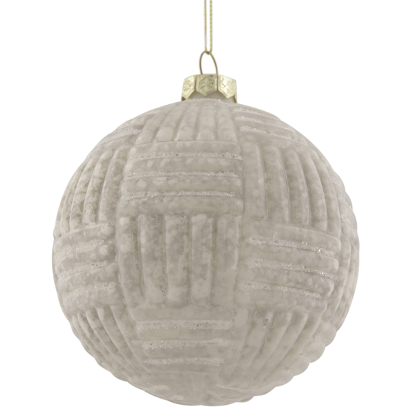 Northlight White Geometric Glass Ball Christmas Ornament