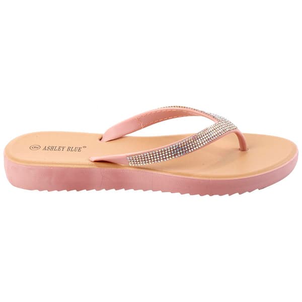 Womens Ashley Blue Crystal Flip Flops