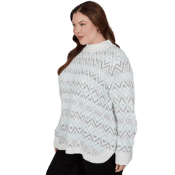 Plus Size Hearts of Palm Silver Linings Mock Neck Diamond Sweater