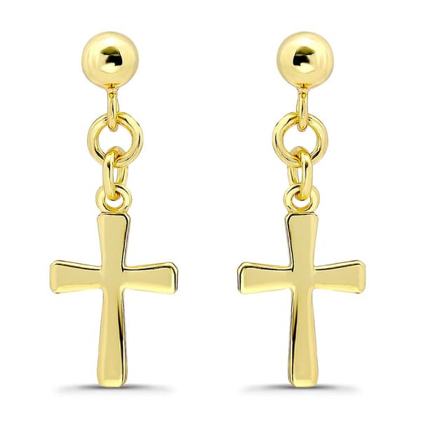 Designs by FMC Polished Cross Drop Post Earrings - image 