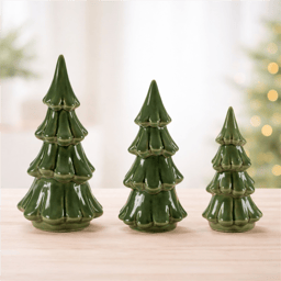Melrose Scalloped Ceramic Pine Tree - Set of 3