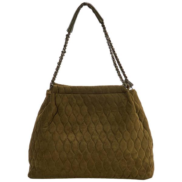 London Fog Suede Hobo with Chain Straps