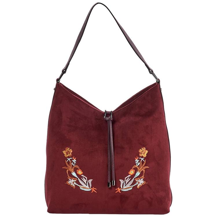 Sam & Hadley Embroidered Suede Hobo