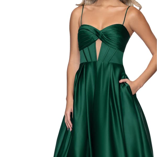 Juniors Blondie Nites Satin Corset Cutout A-Line Dress