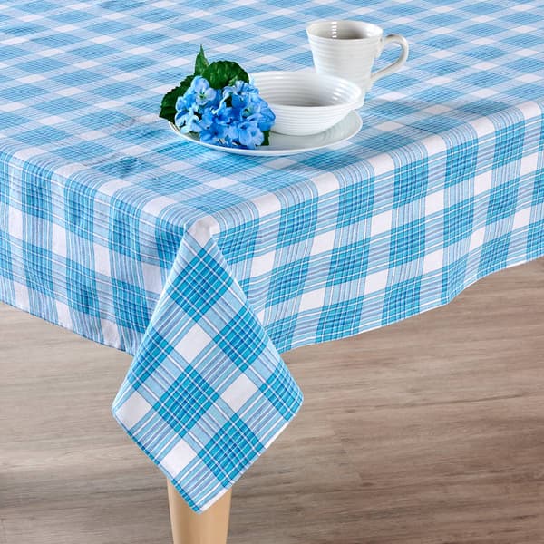 Plaid Tablecloth - Blue/White - image 