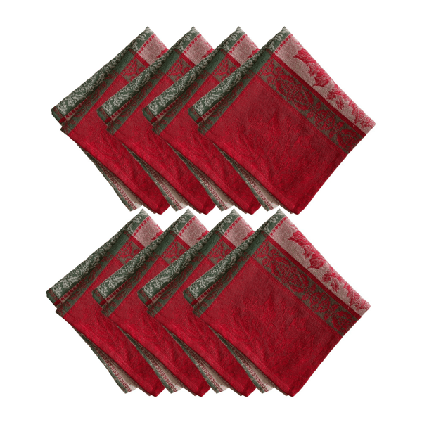 Threadmade Prestige Poinsettia Jacquard Napkins - Set of 8