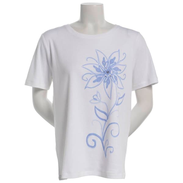 Womens Hasting & Smith Short Sleeve Placed Tonal Floral Tee - image 