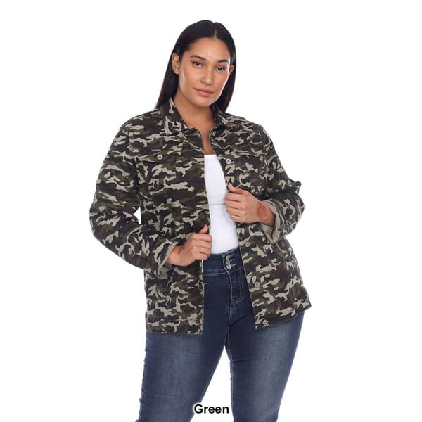Plus Size White Mark Camo Denim Jacket