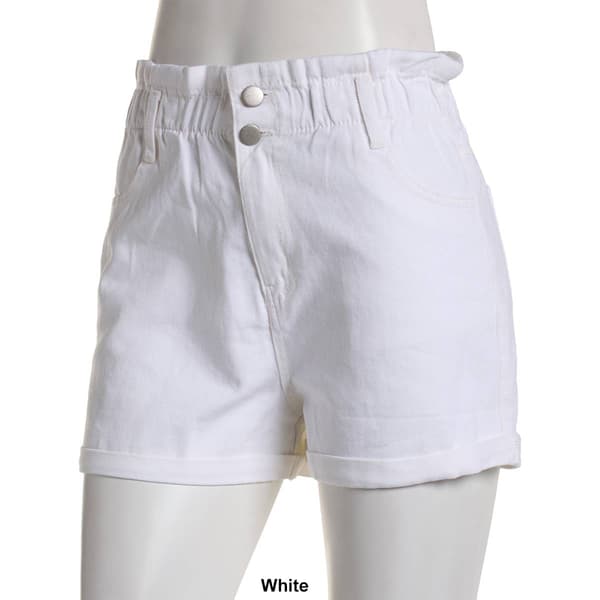 Juniors Love Tee Double Button Paperbag Waist Denim Shorts