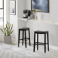 HH2 Home Fiddler Black Backless Bar Height Stool with Saddle Seat - image 1