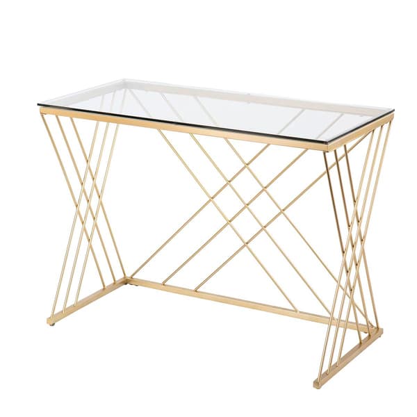 Southern Enterprises Dezby Modern Glass-Top Desk