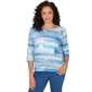Womens Alfred Dunner Classics 3/4 Sleeve Brushstroke Blouse - image 1