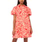 Womens MSK Short Sleeve Puff Sleeve Print Cottin Poplin Dress - image 1