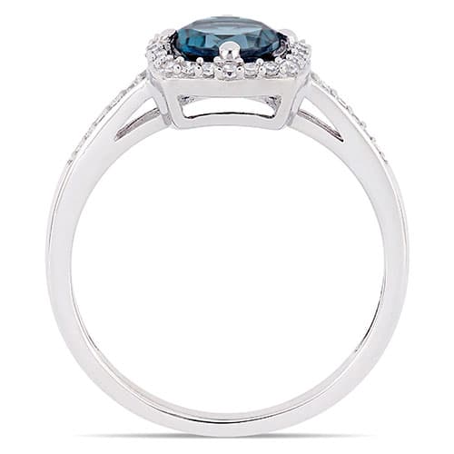 Gemstone Classics&#8482; 10kt. White Gold & Blue Topaz Halo Ring