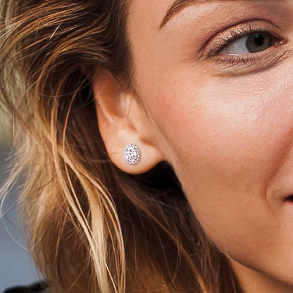Gemstone Classics&#8482; 2 1/3ctw. Dew Moissanite Halo Earrings
