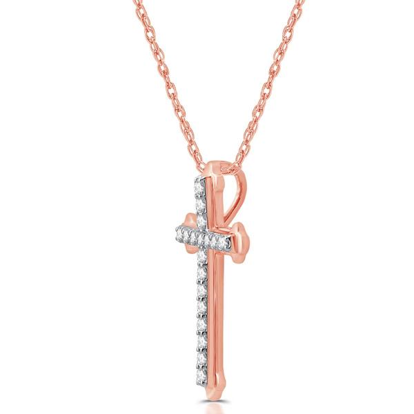 Nova Star® Lab Grown Diamond Rose Gold Plated Latin Cross Pendant