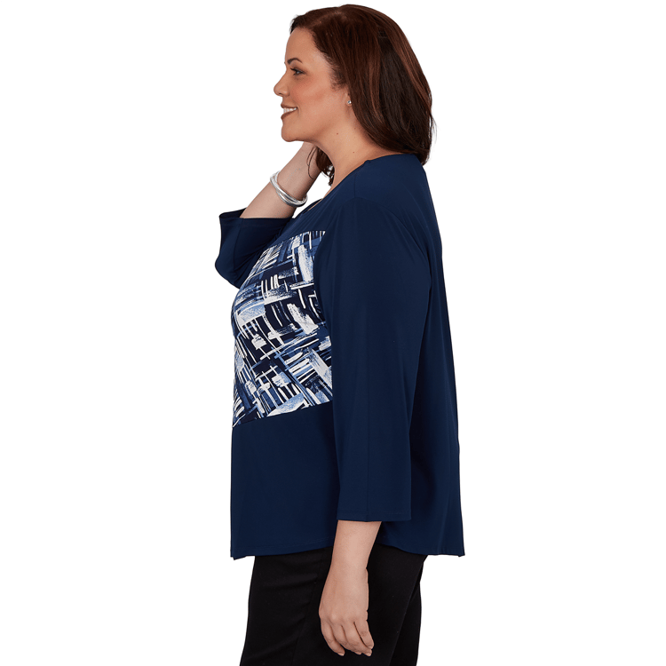Plus Size Alfred Dunner Classics Diagonal Abstract Blouse
