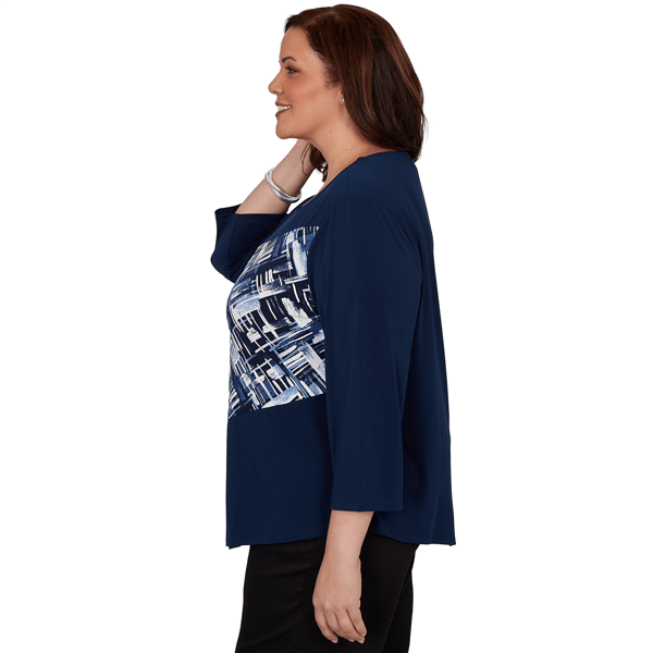 Plus Size Alfred Dunner Classics Diagonal Abstract Blouse