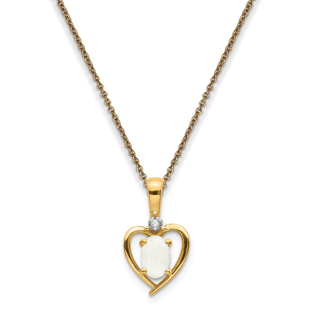 Gemstone Classics™ 14kt. Opal Diamond Pendant Necklace