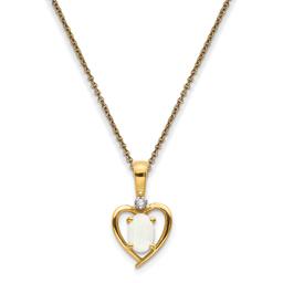 Gemstone Classics(tm) 14kt. Opal Diamond Pendant Necklace