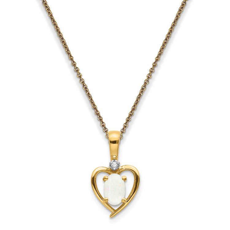 Gemstone Classics(tm) 14kt. Opal Diamond Pendant Necklace