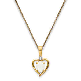Gemstone Classics&#40;tm&#41; 14kt. Opal Diamond Pendant Necklace