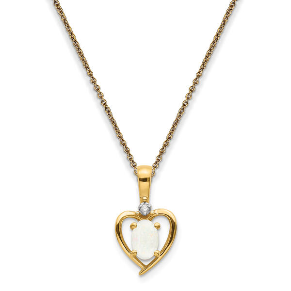 Gemstone Classics&#40;tm&#41; 14kt. Opal Diamond Pendant Necklace - image 
