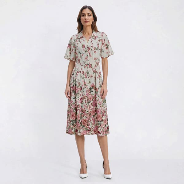 Womens Figueroa & Flower Short Sleeve Floral Midi Shirtdress - image 