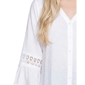 Petite NY Collection 3/4 Bell Sleeve V Neck Button Front Blouse - image 4