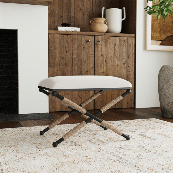 Linon Home Decor Ashburn Campaign Accent Striped Stool