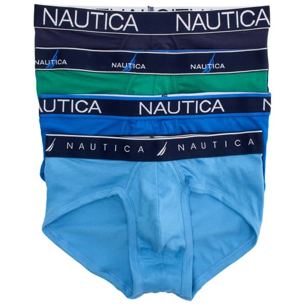 Mens Nautica 4pk. Solid Briefs - Blue/Green