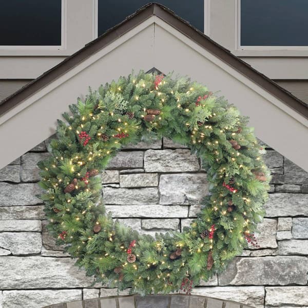 Puleo International 60in. Pre-Lit Rocky Mountain Spruce Wreath
