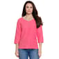 Petite Ali Miles 3/4 Sleeve Solid Henley Blouse - image 1